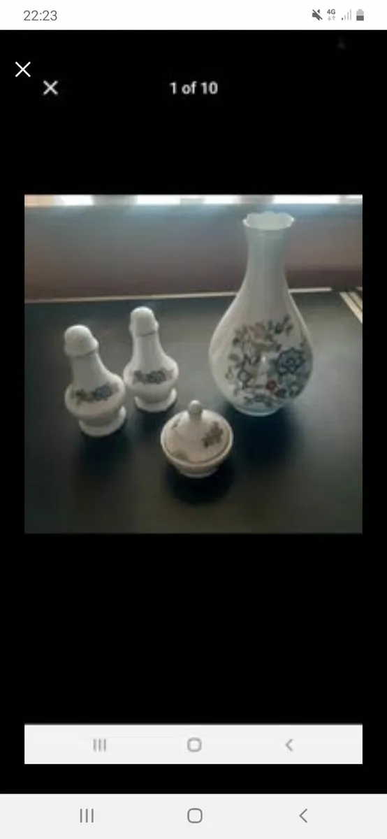 Royal  bone china salt/pepper,  vase and ring dish - Image 4