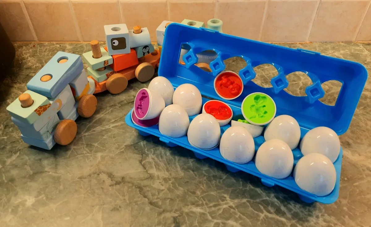 Toy Bundle: Train Set and Dinosaur Eggs Set - Image 1