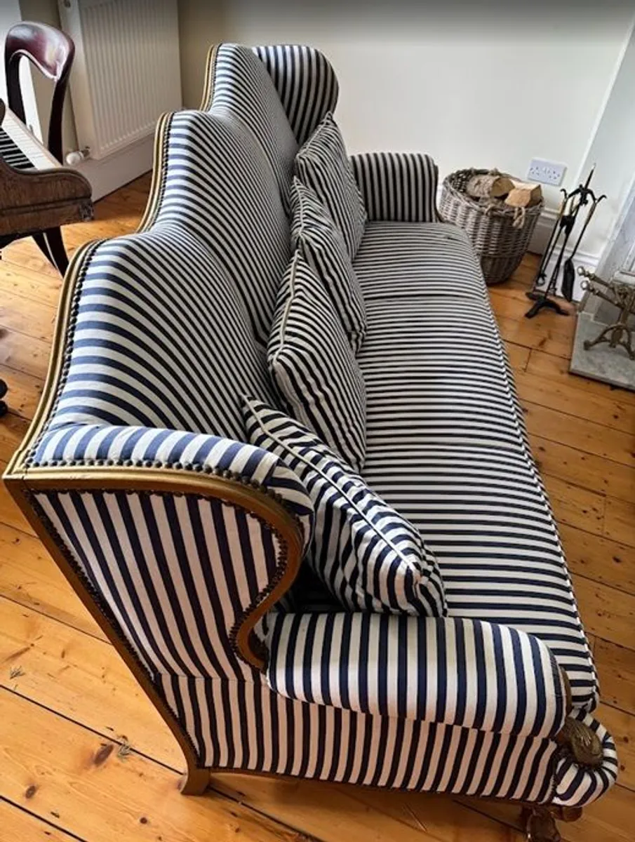 Elegant Vintage Striped Sofa (Classic Charm & Comfort) - Image 3