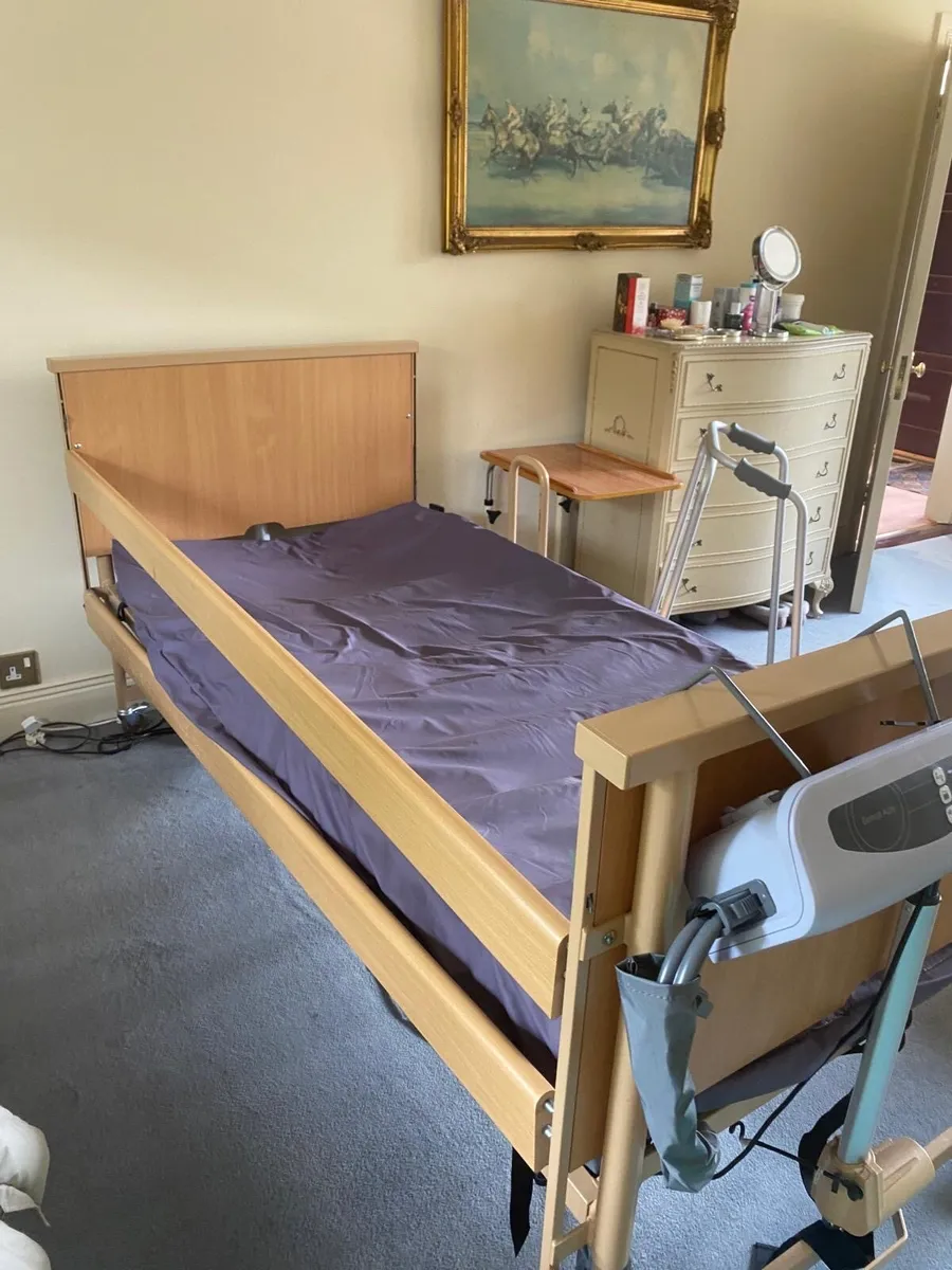 Hospital bed + commode + walker - Image 1
