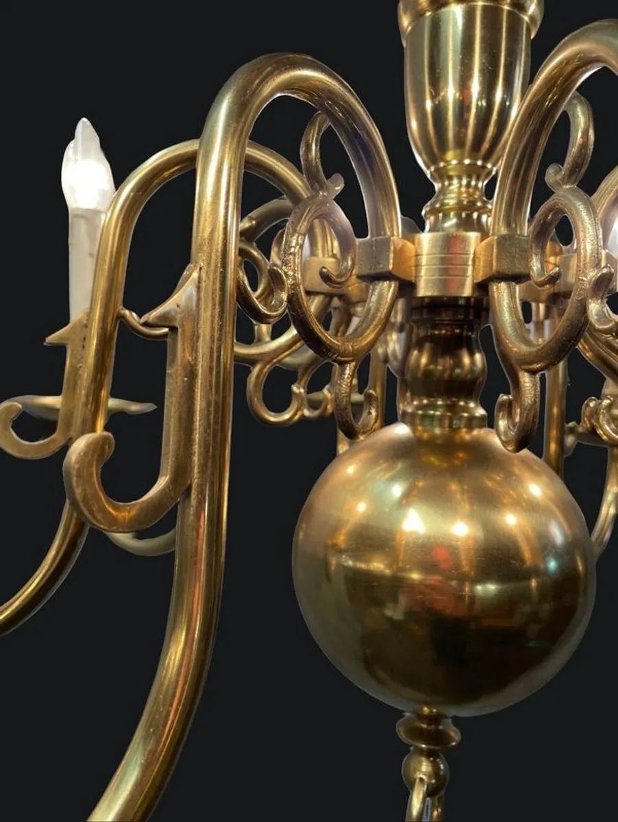 Very Nice Antique Eight-Branch Flemish Chandelier. - Image 4