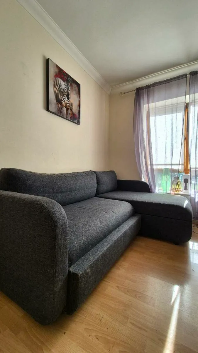 Dark Grey Corner Sofa Bed with Storage – Like New! - Image 1