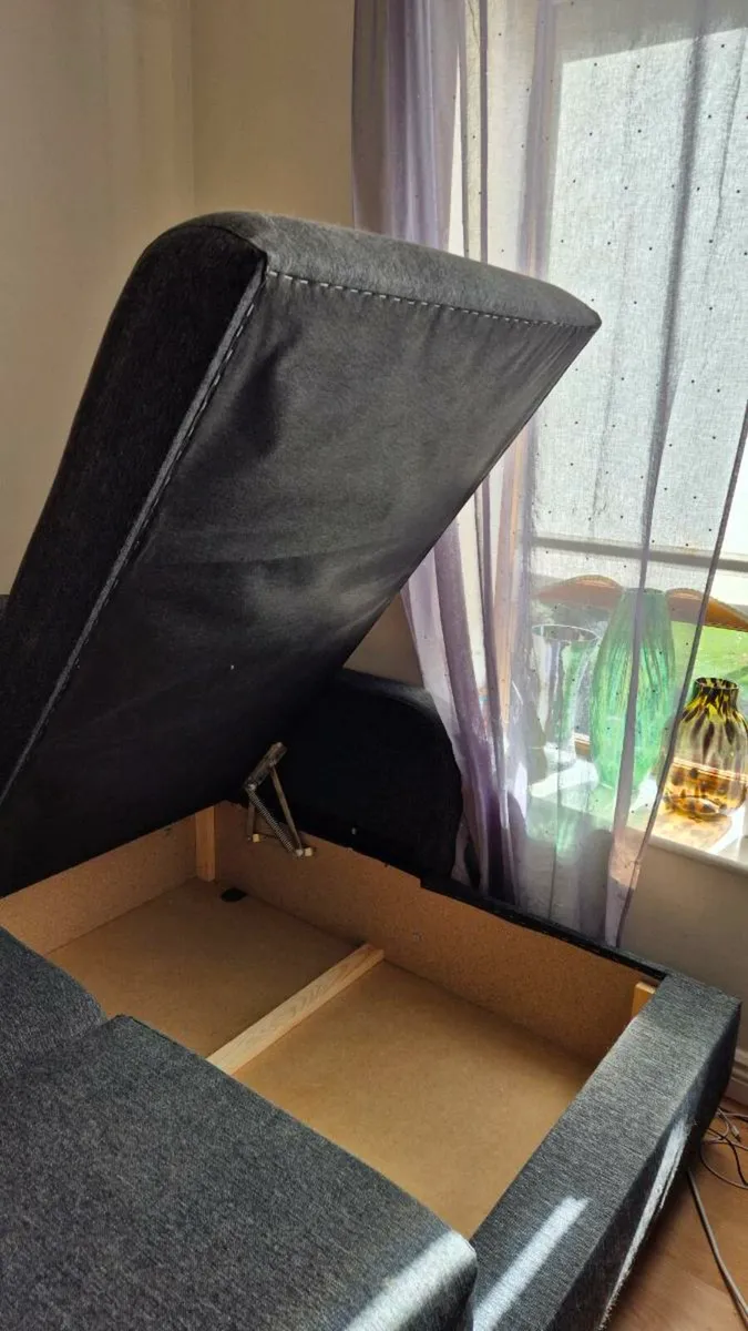 Dark Grey Corner Sofa Bed with Storage – Like New! - Image 3