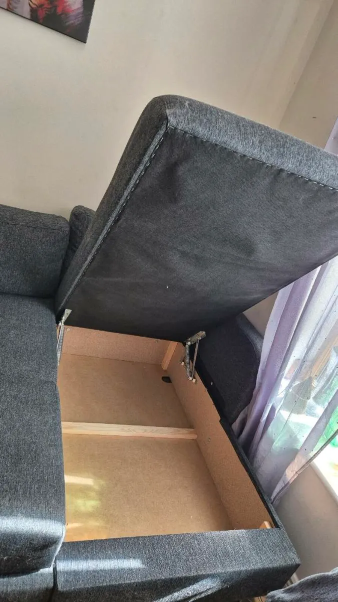 Dark Grey Corner Sofa Bed with Storage – Like New! - Image 4