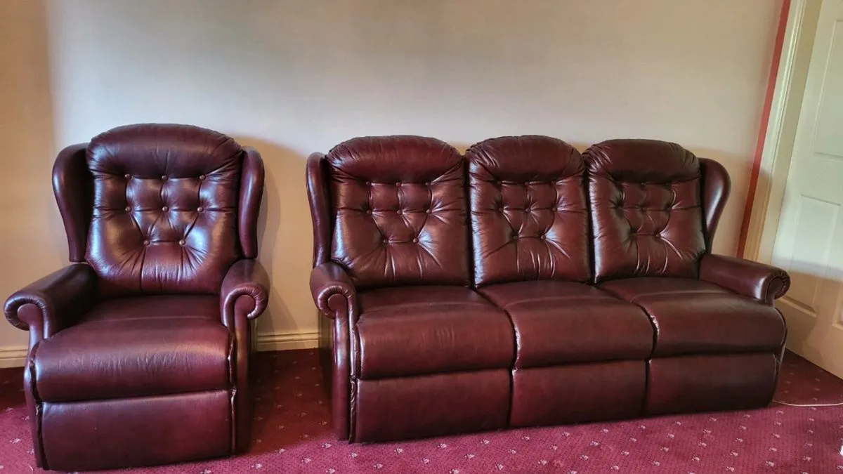 Sherborne Three Piece Leather Suite - Image 1