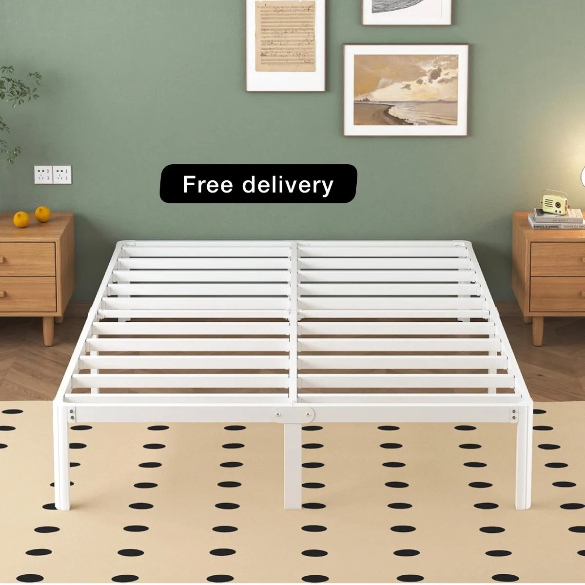 Small Double Bed Frame 30.5 cm High with Rounded C - Image 1