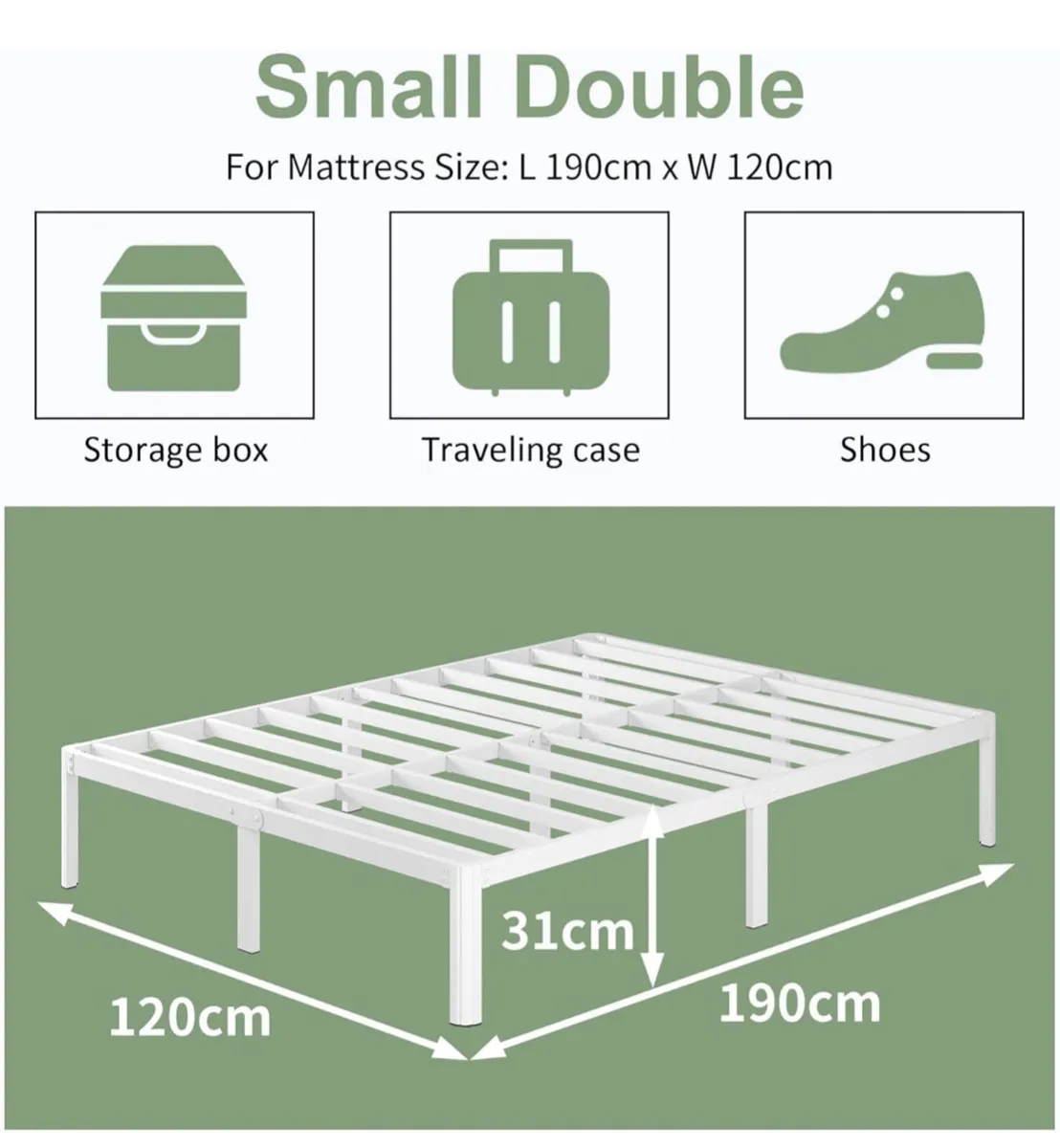 Small Double Bed Frame 30.5 cm High with Rounded C - Image 1