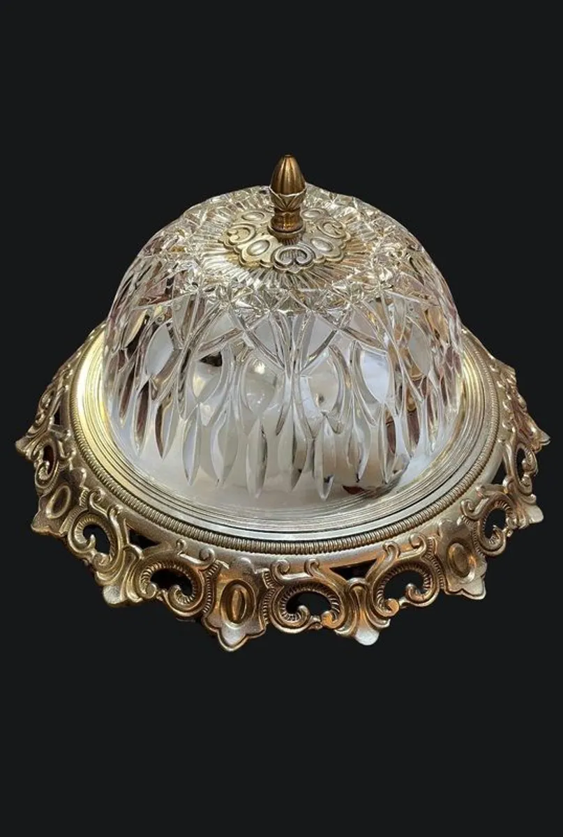 Vintage Chrome & Cut Glass Pendant Light - Image 1