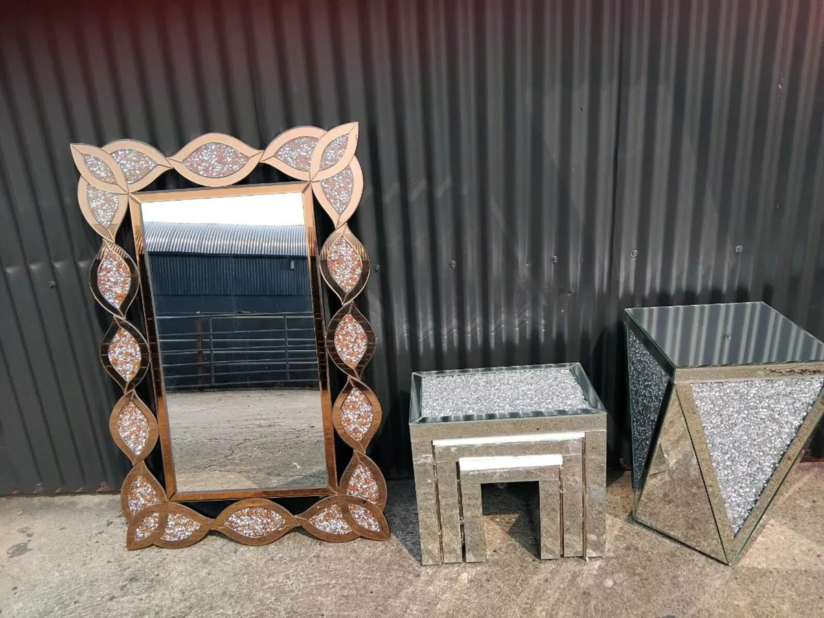 Glass side table nest tables mirror - Image 1