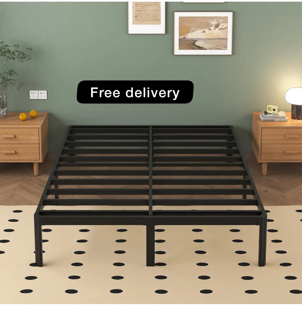 Small Double Bed Frame 30.5 cm High with Rounded C - Image 1