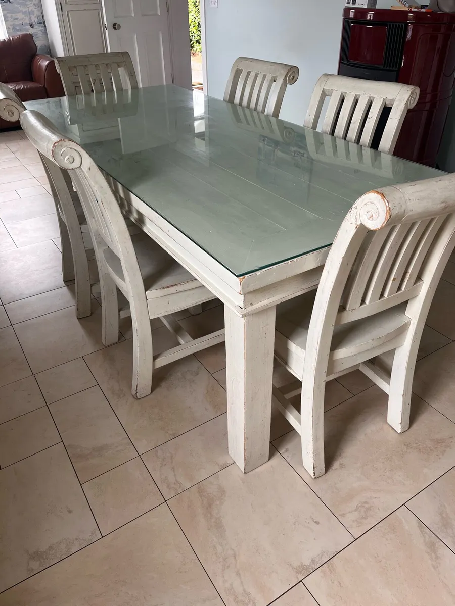 Solid Oak Dining Table (7ft x 3ft) & chairs - Image 2
