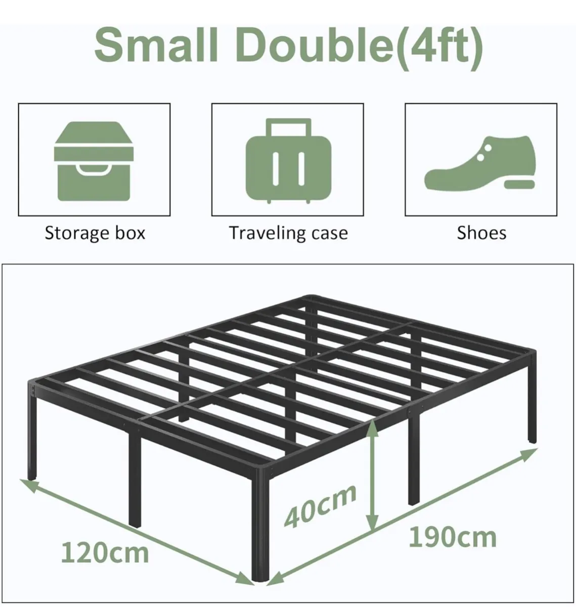 Small Double Bed Frame 4ft with Rounded Corner Leg - Image 1