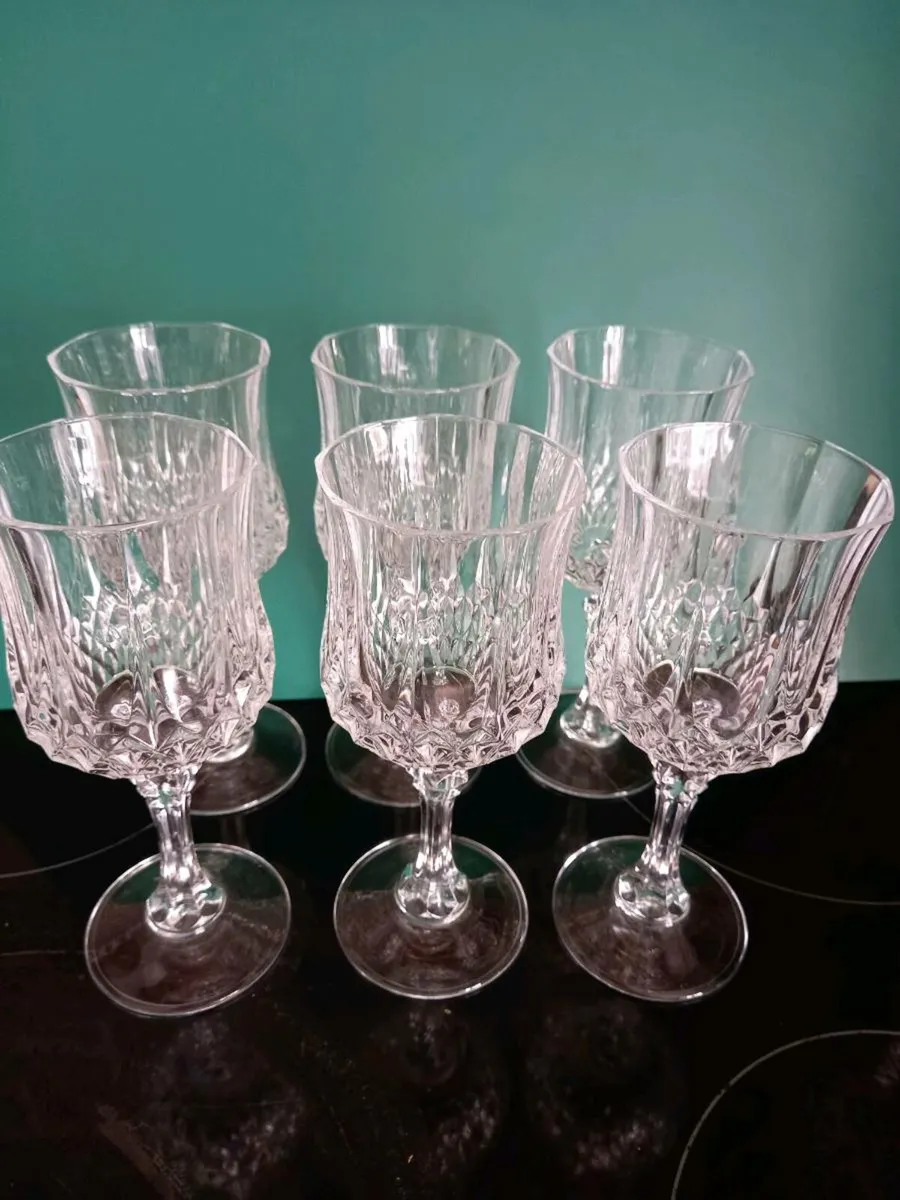 Vintage Cristal D Arques Wine Glasses. Set of 6. - Image 2