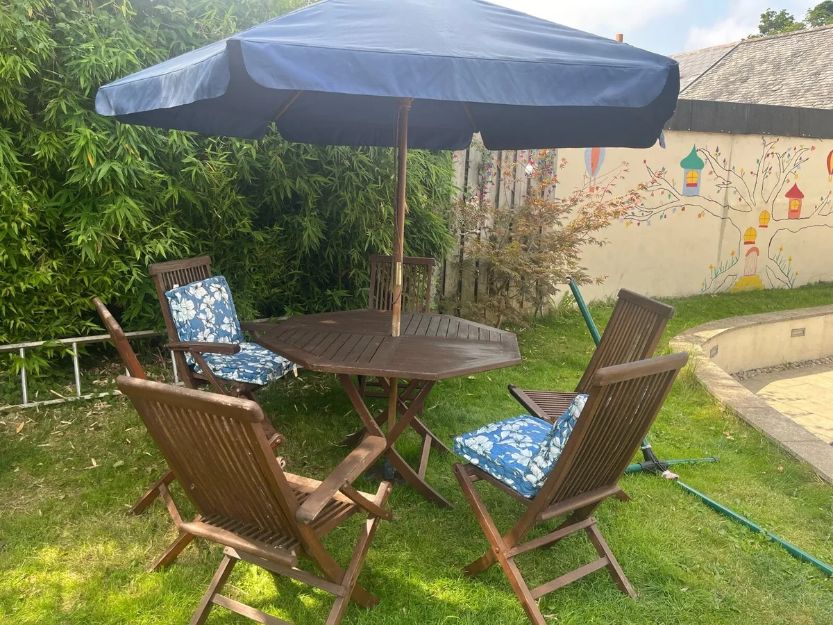 Teak Garden Table & Chairs - Image 1