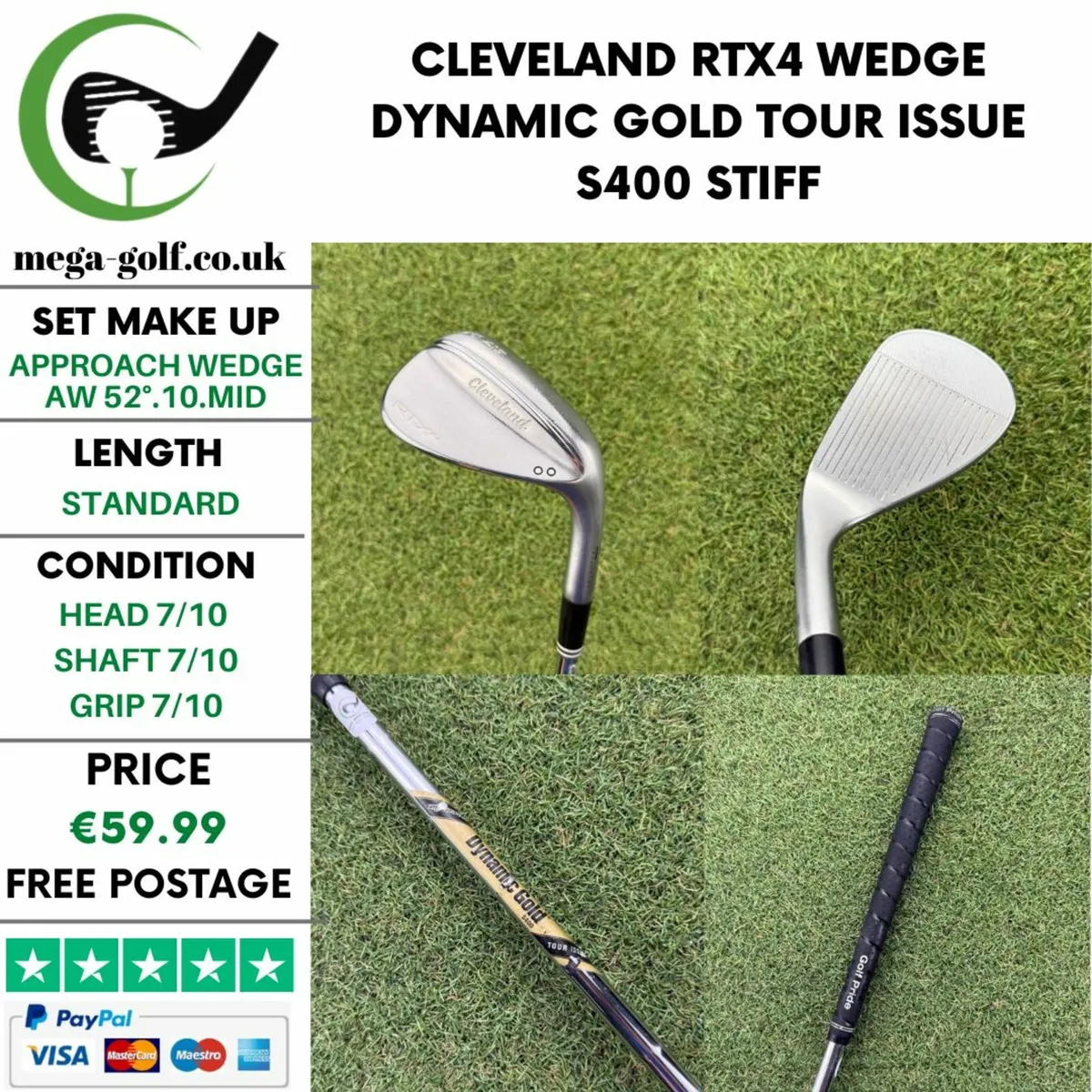 CLEVELAND RTX4 WEDGE AW 52°.10.MID / STIFF - Image 1