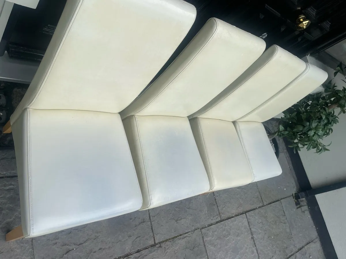 4 x Quality Cream Leather Kitchen Dining Chairs - Image 2