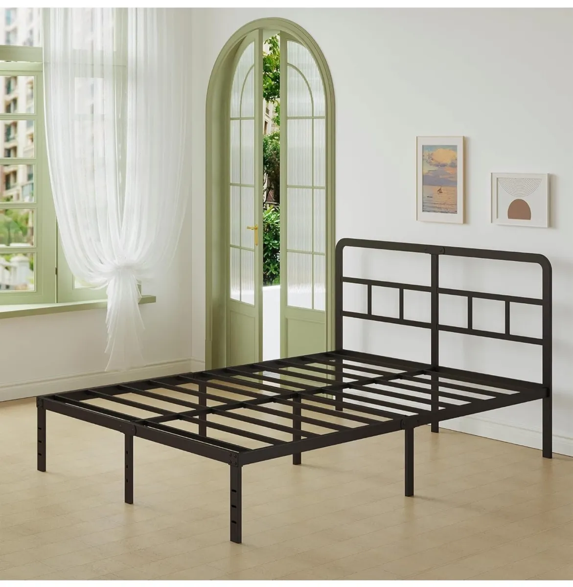 Small Double Bed Frame 4ft with Curved Headboard, - Image 4