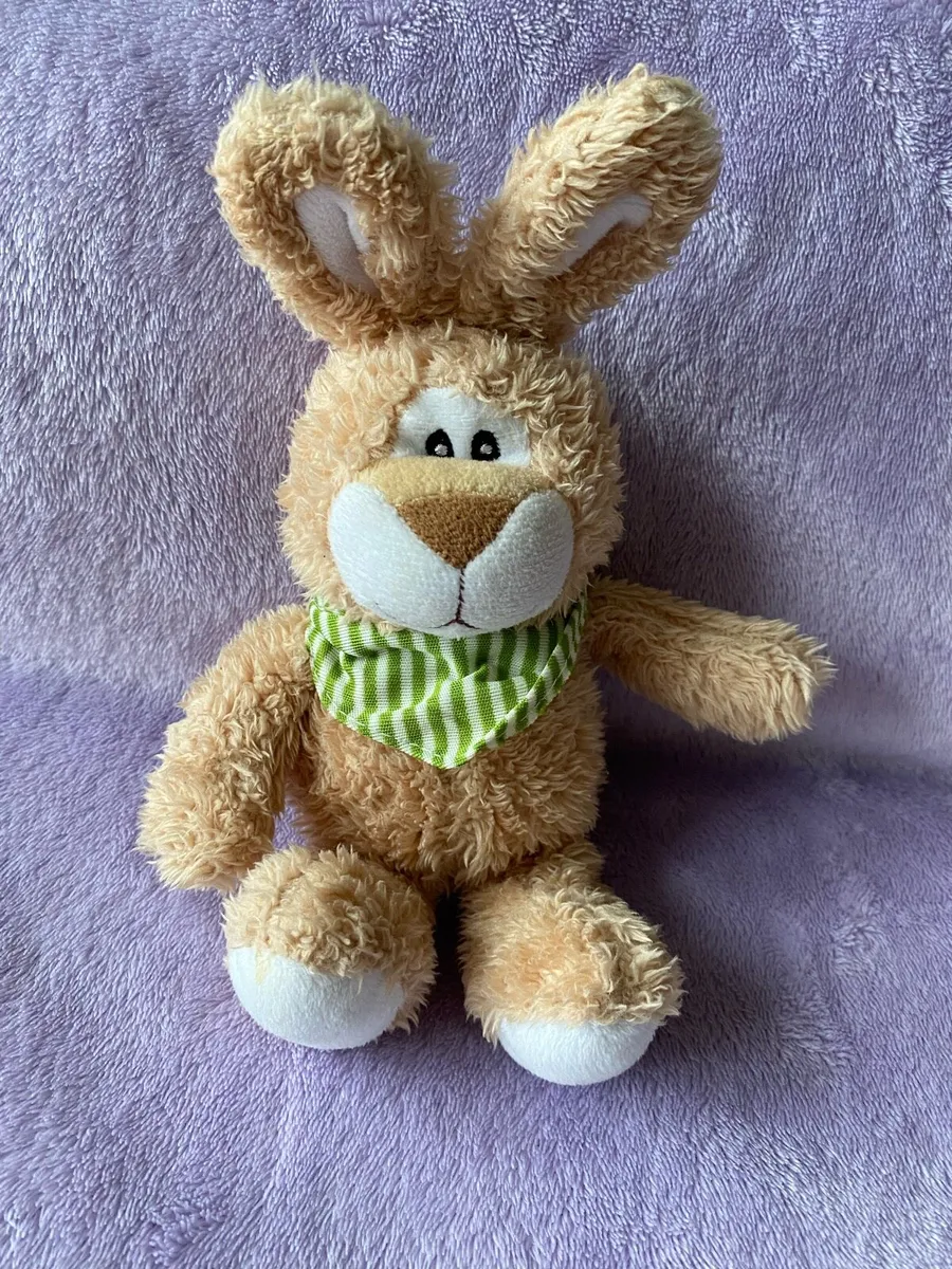 Soft Bunny Plush Toy with Green Bandana - Image 1