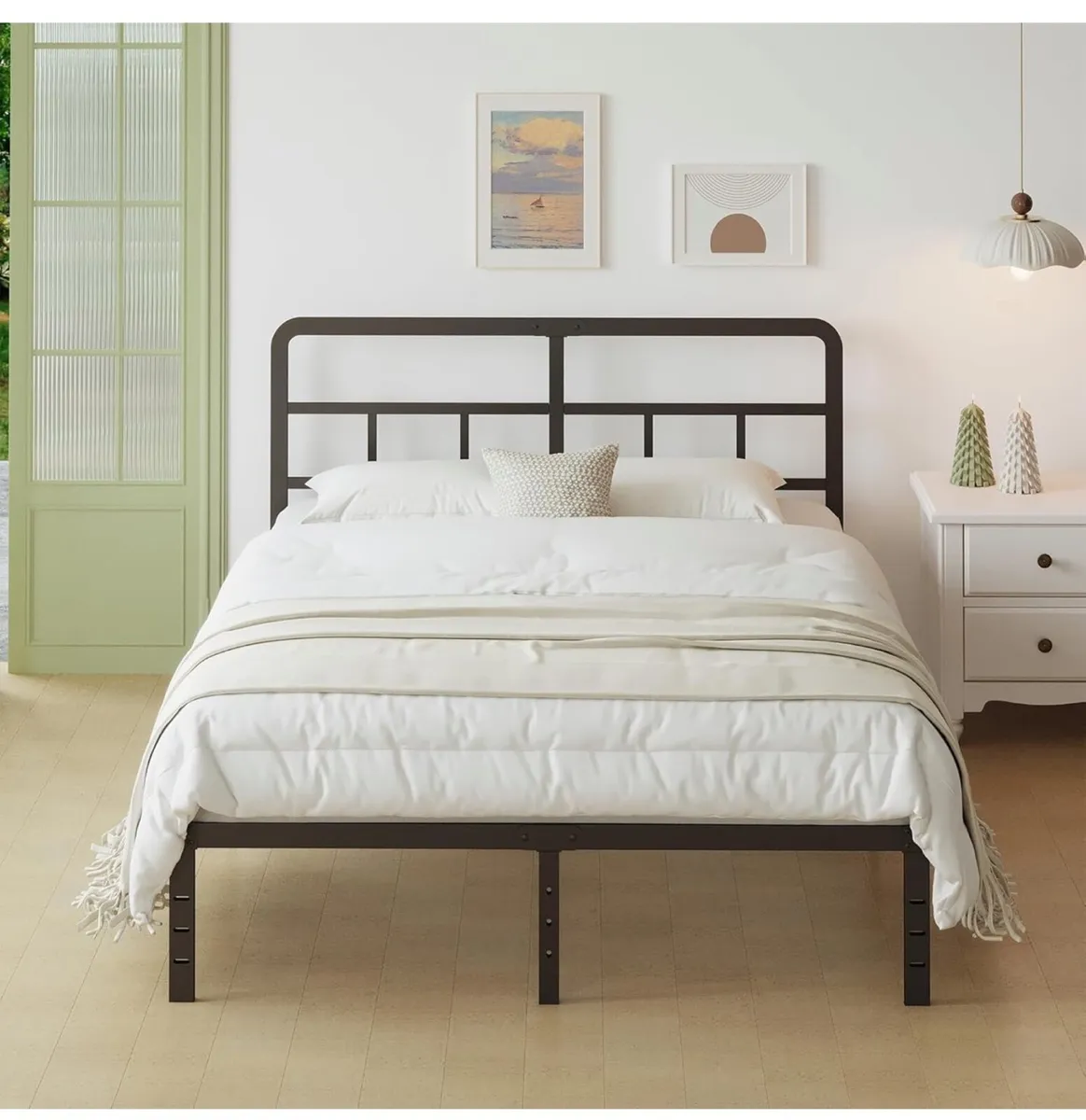 Small Double Bed Frame 4ft with Curved Headboard, - Image 3