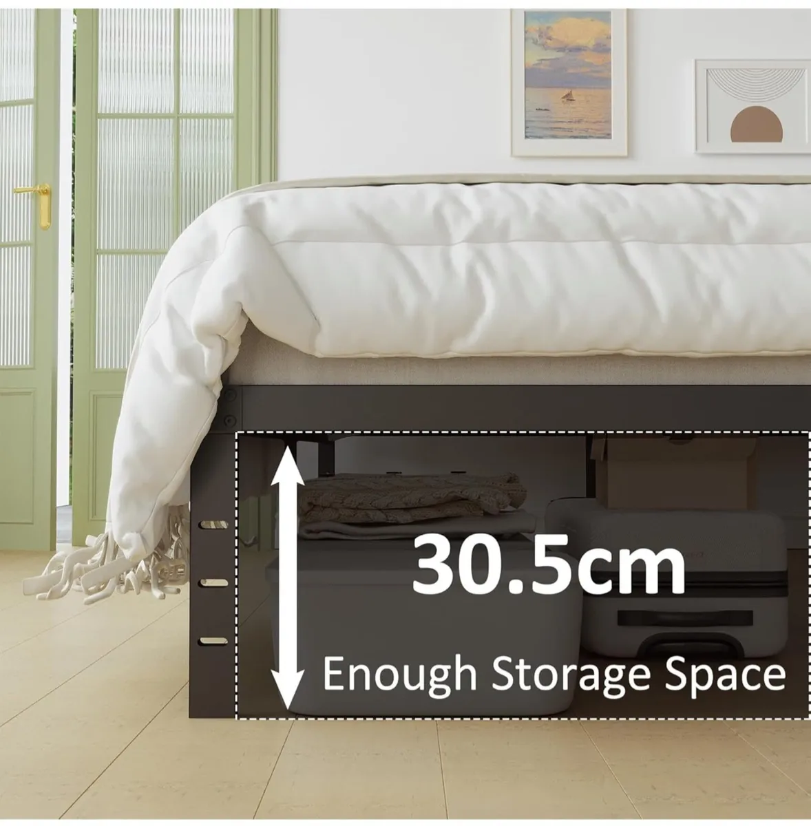 Small Double Bed Frame 4ft with Curved Headboard, - Image 4
