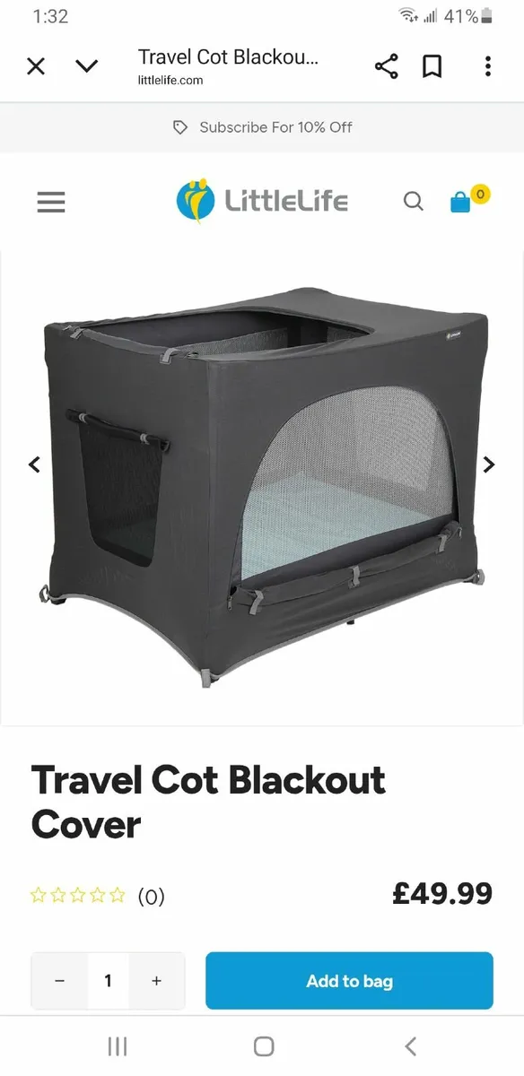 Travel cot blackout cover - Image 1