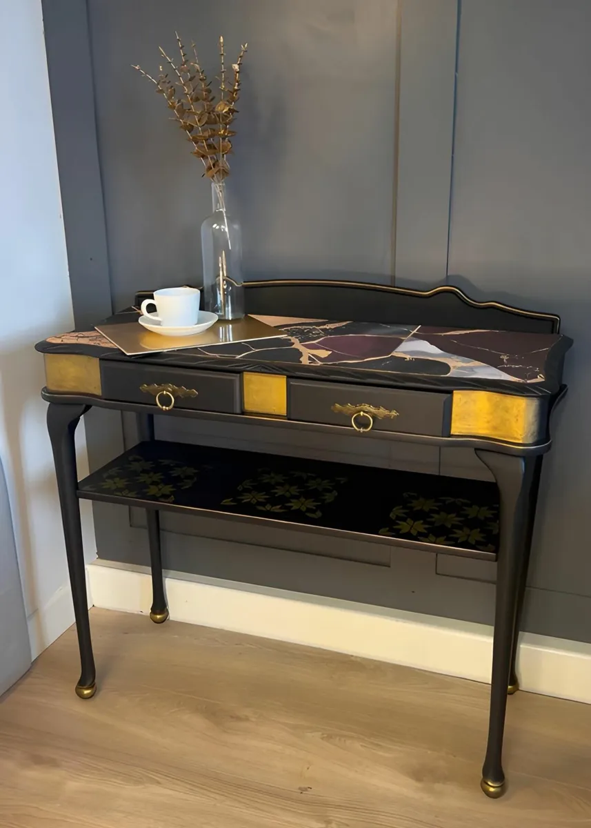 Bespoke Black and Gold Console Table - Image 1