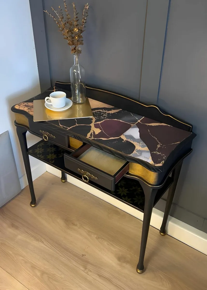 Bespoke Black and Gold Console Table - Image 2