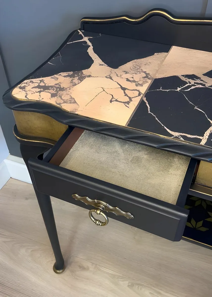 Bespoke Black and Gold Console Table - Image 3