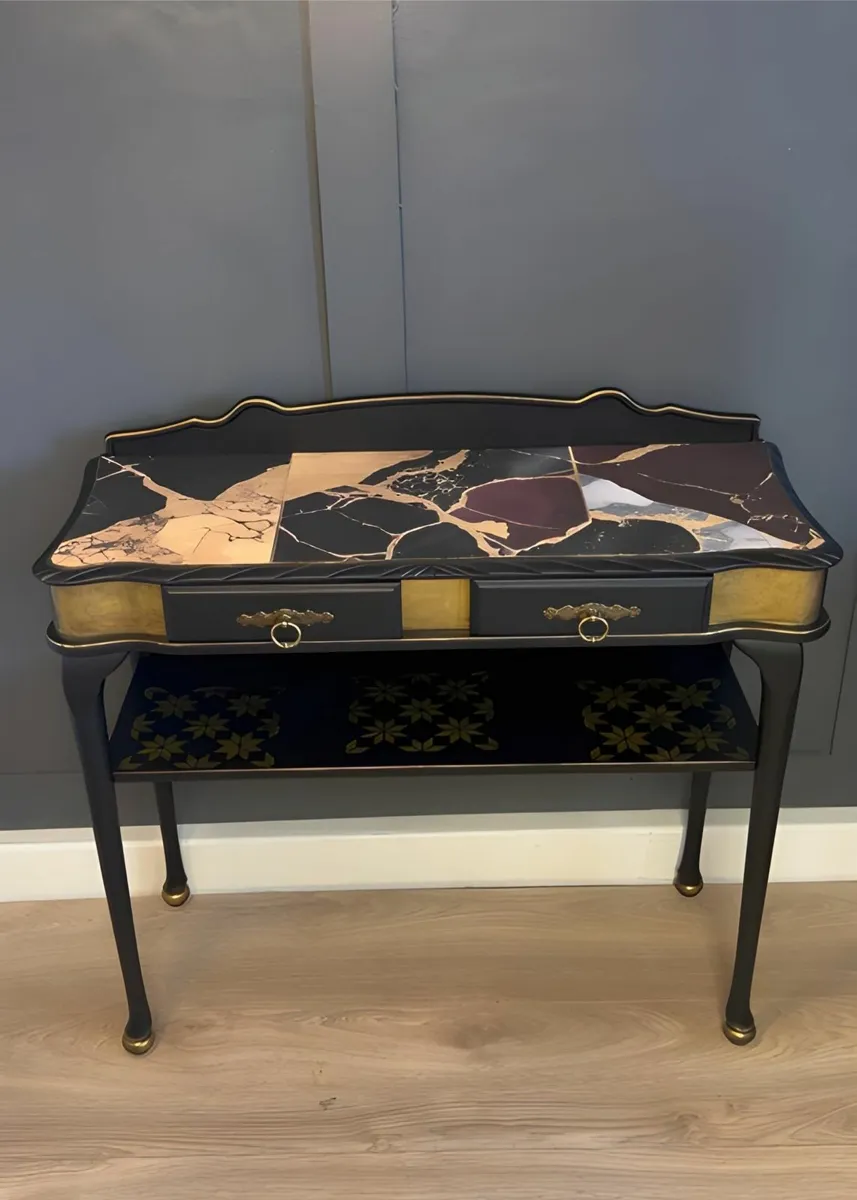 Bespoke Black and Gold Console Table - Image 4