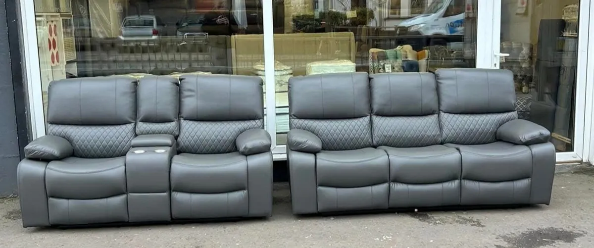 3+2 Dark Grey Rita Manual Recliner Sofa Set - Image 1