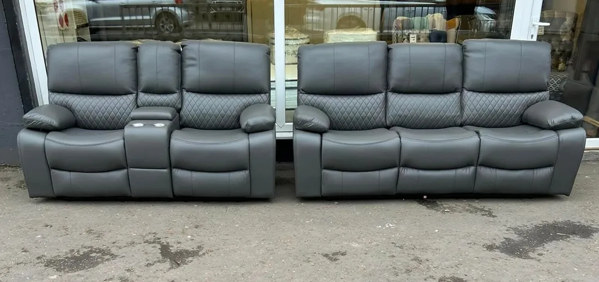 3+2 Dark Grey Rita Manual Recliner Sofa Set - Image 2