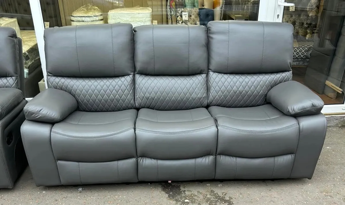 3+2 Dark Grey Rita Manual Recliner Sofa Set - Image 3