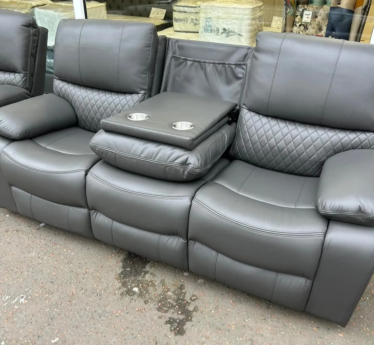 3+2 Dark Grey Rita Manual Recliner Sofa Set - Image 4