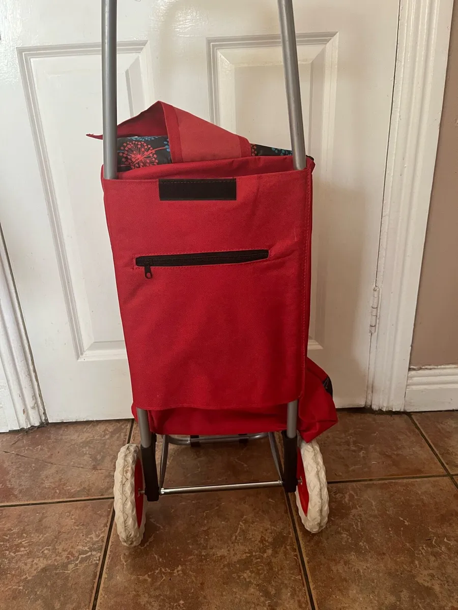 Red Shopping Trolley with Wheel - Image 2