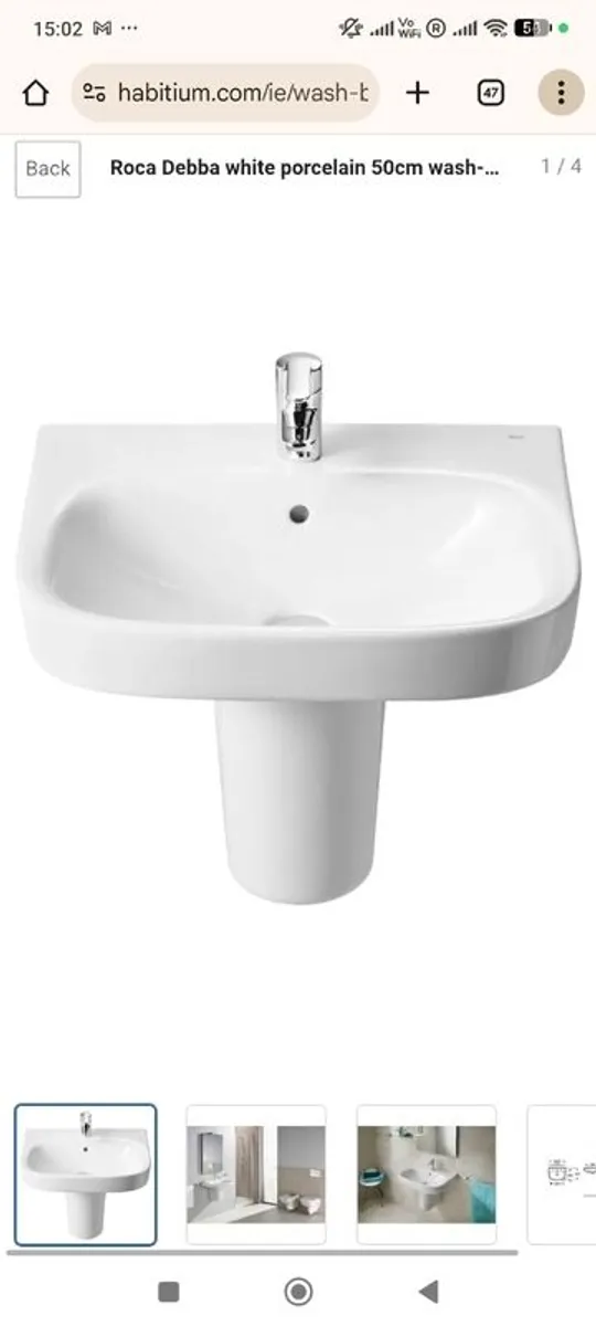 Roca Wash Basin with Semi Pedestal - Image 2