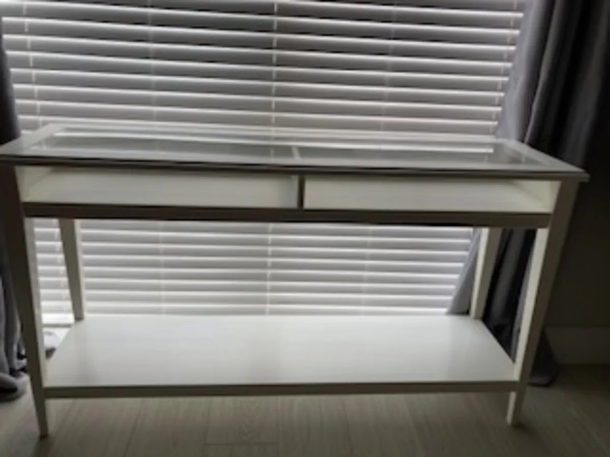 Ikea White table with glass top