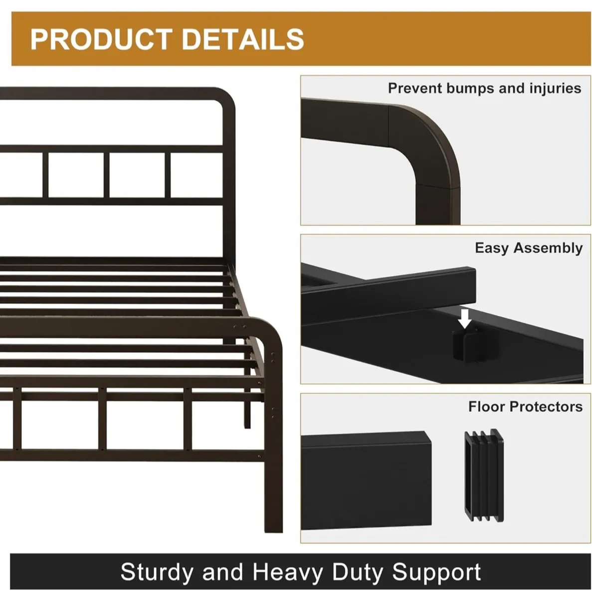 Small Double Bed Frame with Headboard and Footboar - Image 4