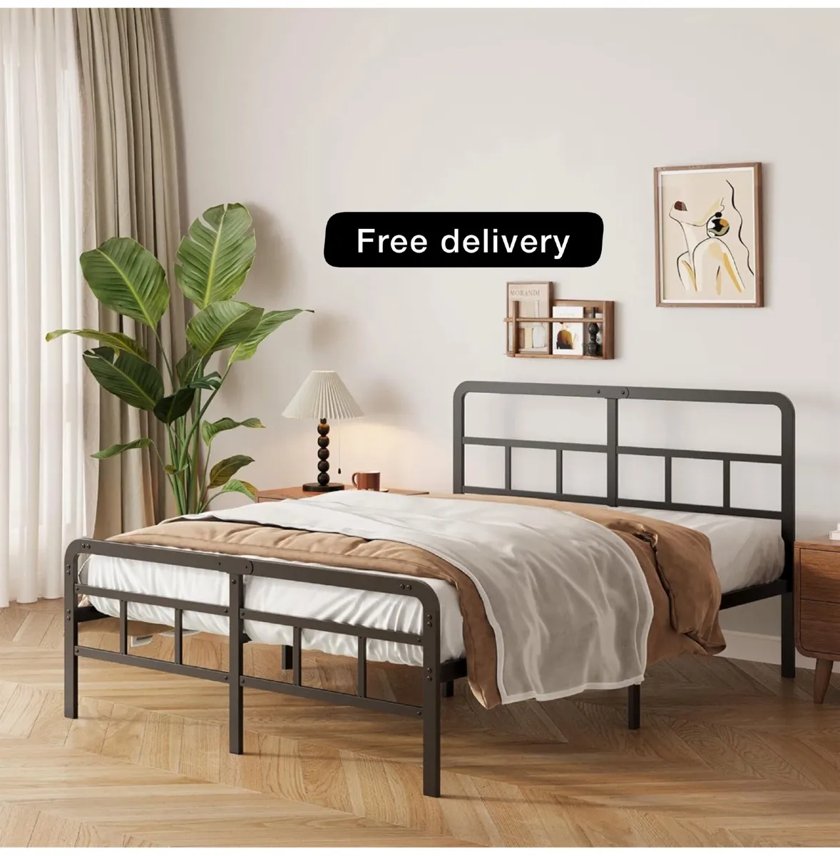 Small Double Bed Frame with Headboard and Footboar - Image 1