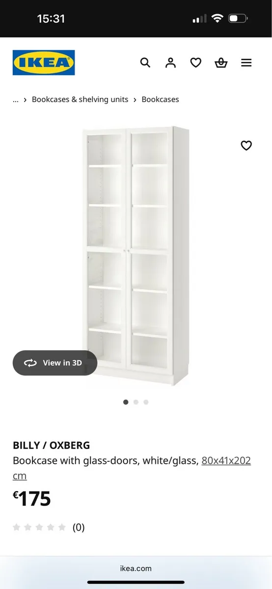 IKEA Bookcase with glass doors - like new - Image 3