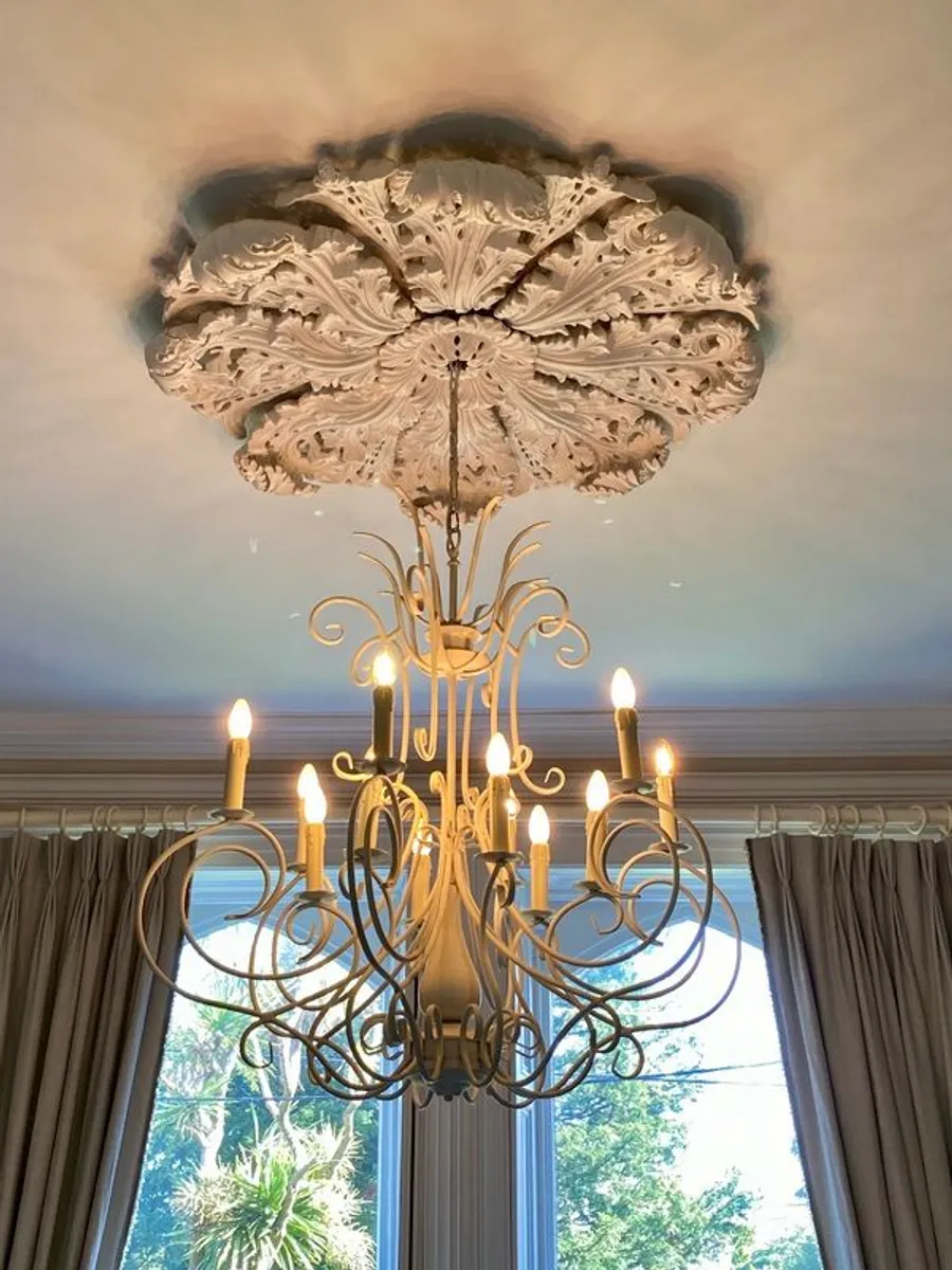12-Arm White Wrought Iron Chandelier - Image 4