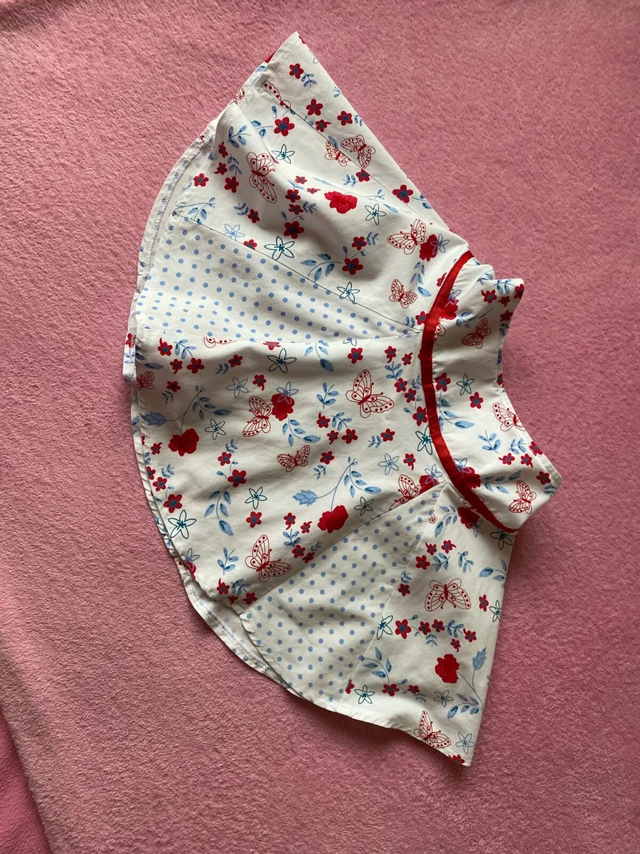 White, Red & Blue Floral Skirt - Image 1