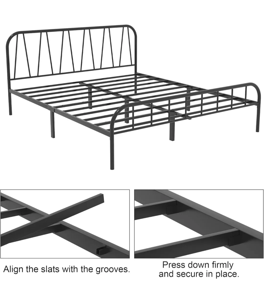 Small Double Bed Frame, Solid Metal Bed Frame, Mod - Image 3