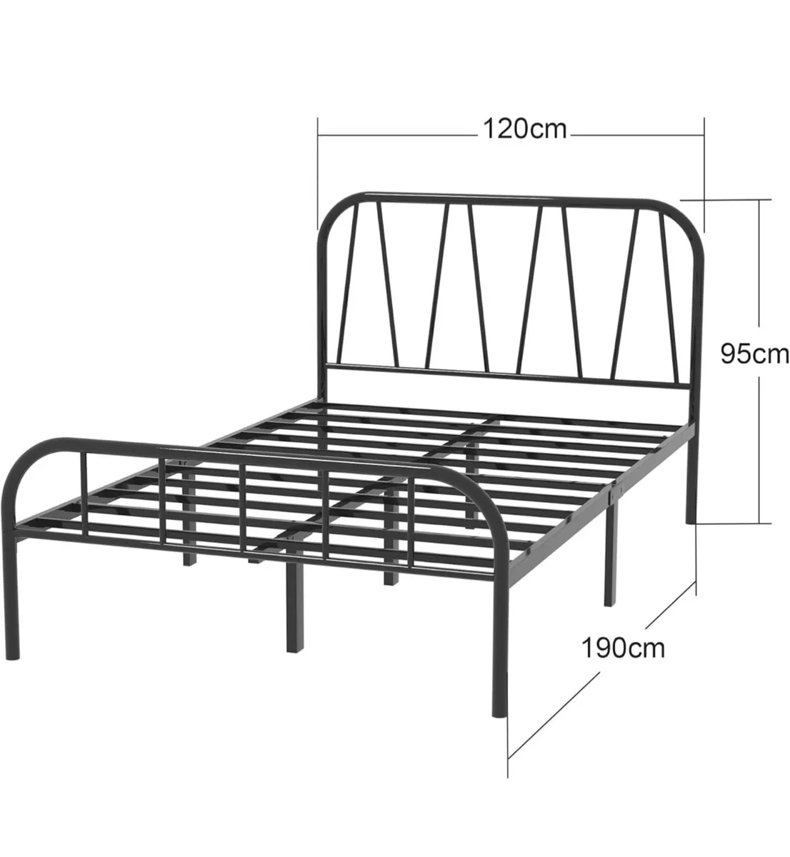 Small Double Bed Frame, Solid Metal Bed Frame, Mod - Image 4