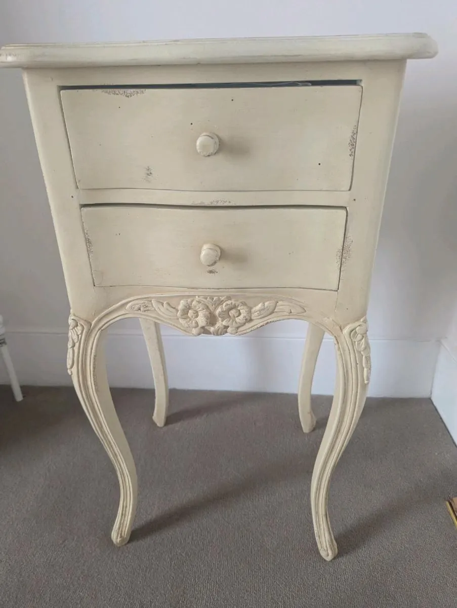Bordeaux Weathered Cream French-Style Bedside Tabl - Image 1