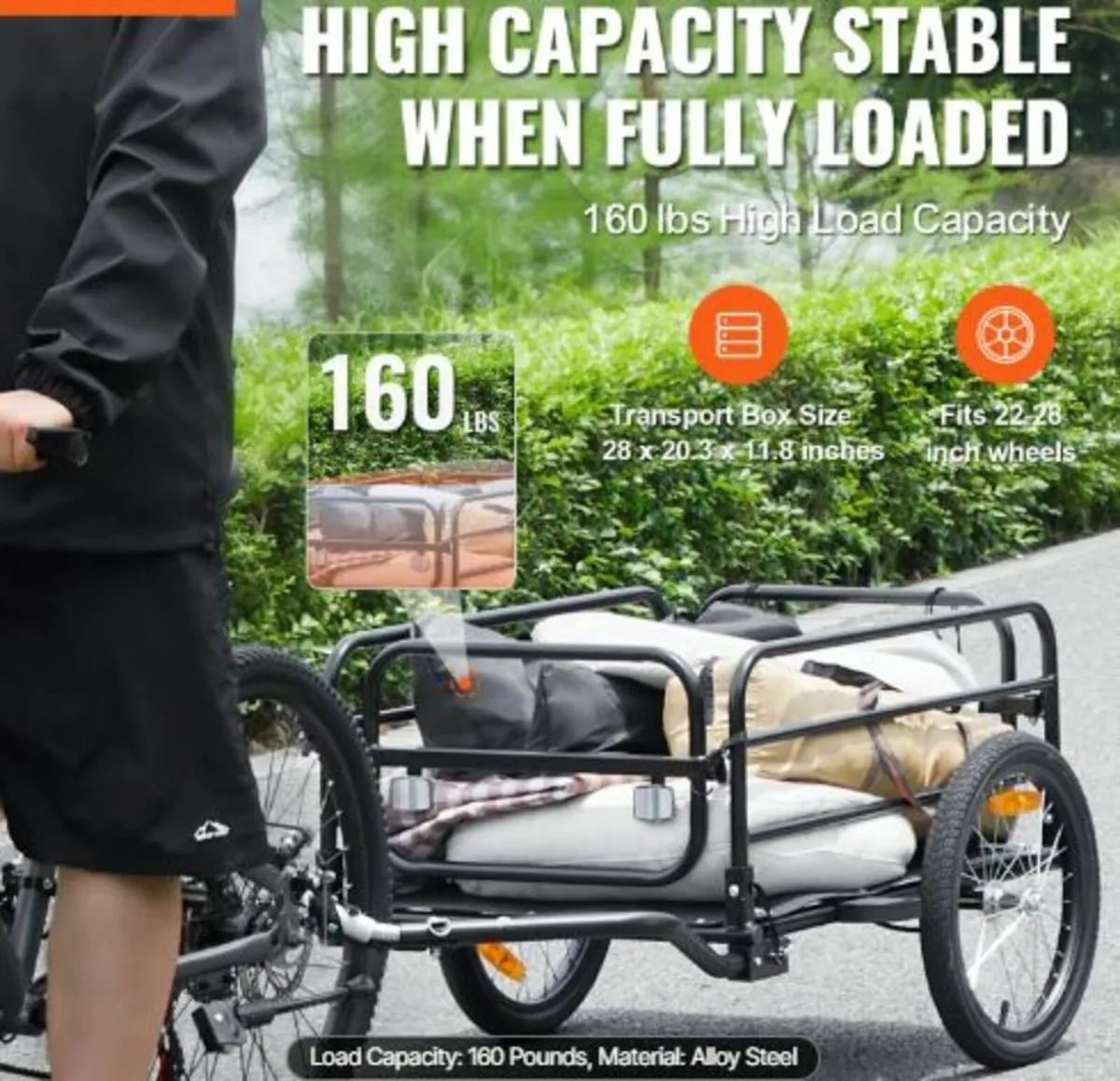 Bike Cargo Trailer, 72.5 kg Load Capacity, - Image 4
