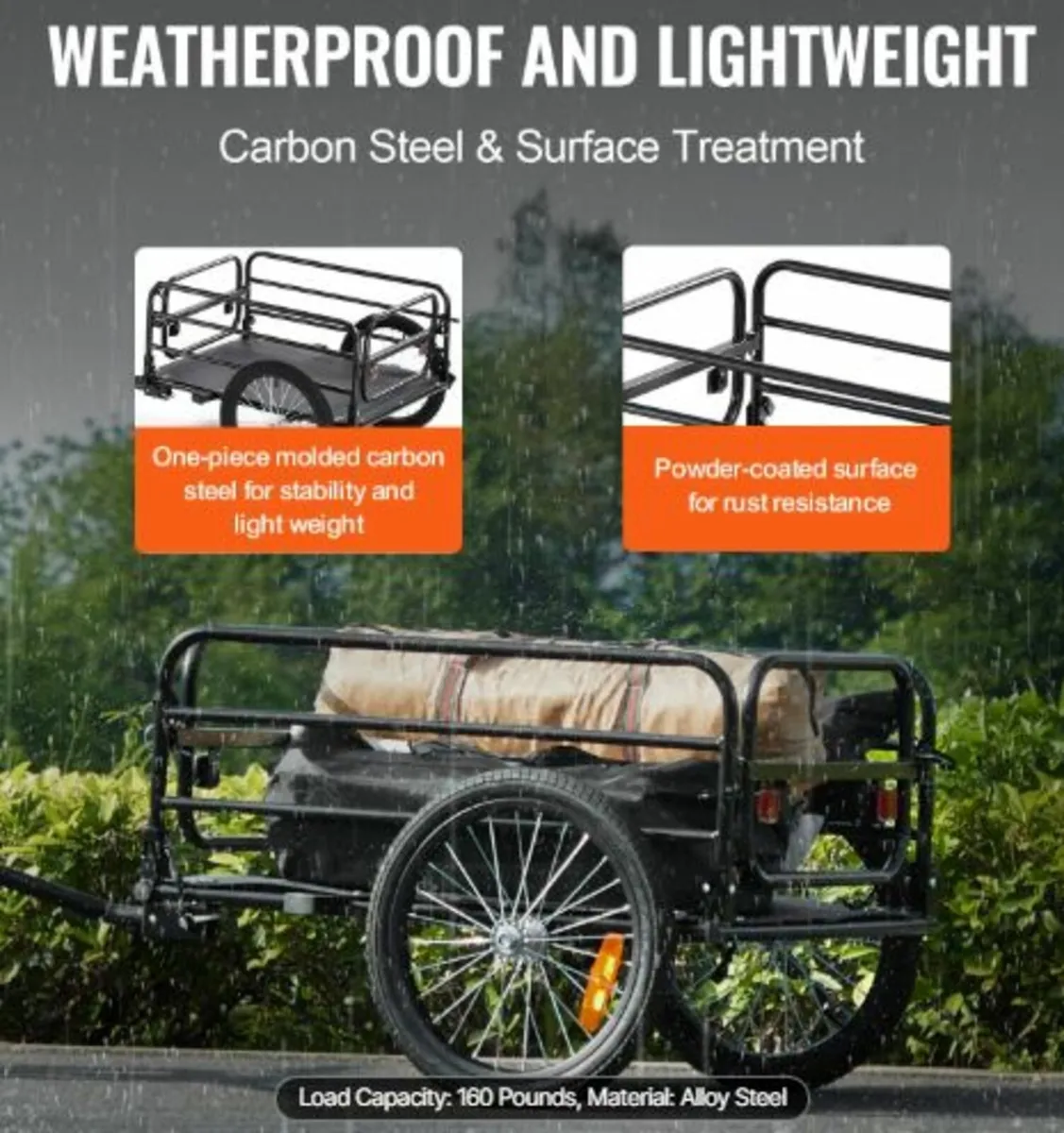 Bike Cargo Trailer, 72.5 kg Load Capacity, - Image 2