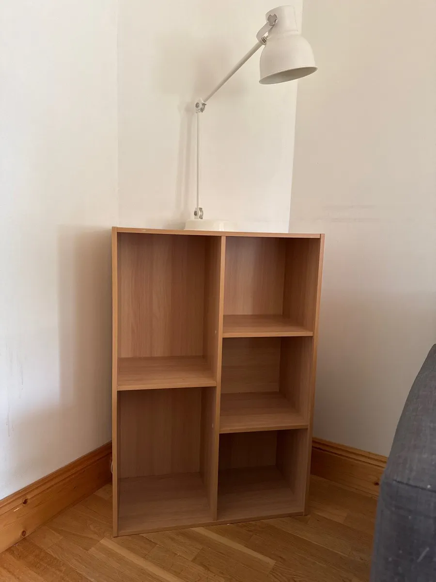 Wooden book shelf and lump with wireless charging
