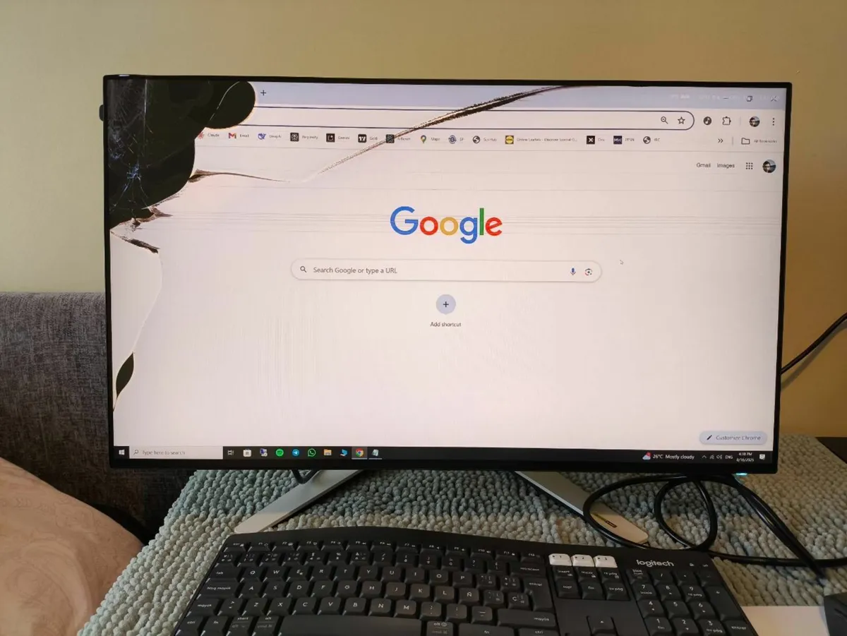 Damaged Computer Monitor Alienware Gaming
