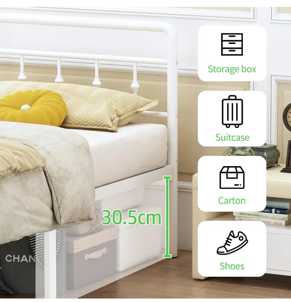 Small Double Bed Frame 4ft with Victorain Headboar - Image 4