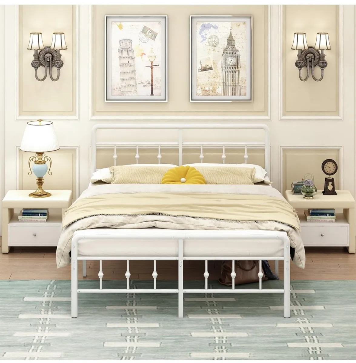 Small Double Bed Frame 4ft with Victorain Headboar - Image 1